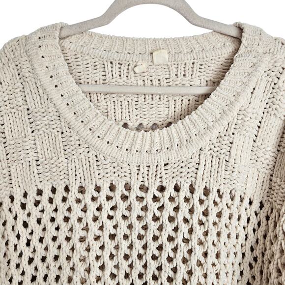 Moth Anthropologie Sweater Open Knit Sweater Women M Cream Pullover Sweater - Picture 2 of 8